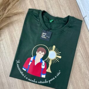 T-shirt Blusa Feminina de Algodão Estampa do Carlo Acutis